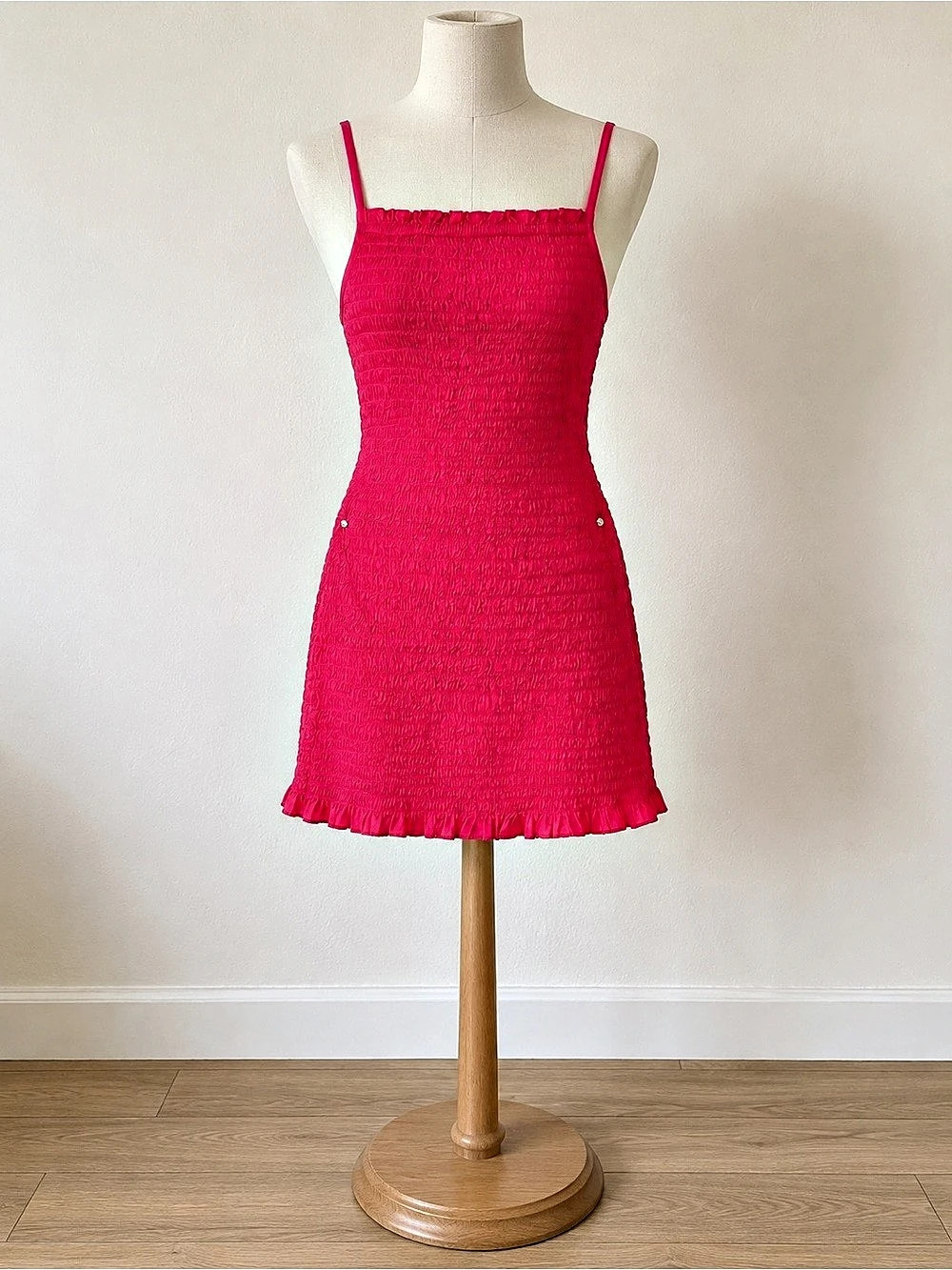 Free People Smocked Mini Dress in Pink Size Small Like New